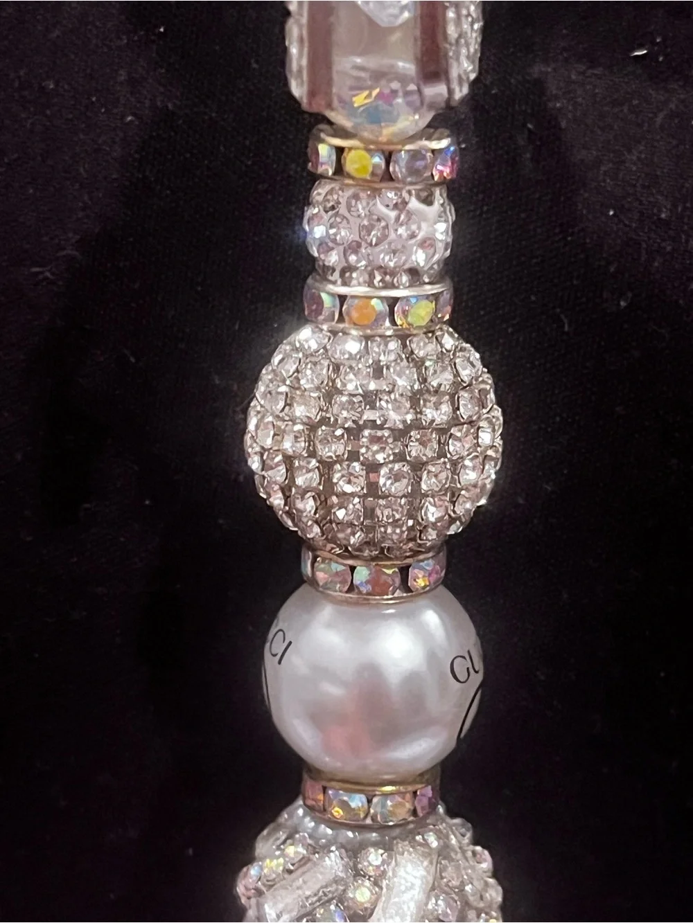 Designer inspired ultra luxe Silver Crystal Logo focal fancy beaded pen